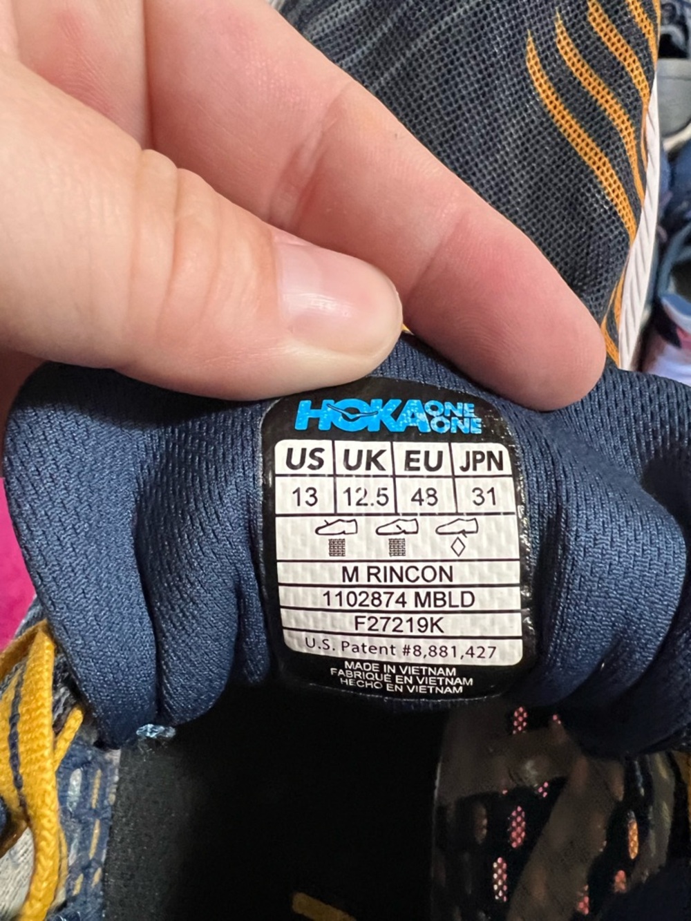 Hoka One One Men's Black and Yellow Running Sneakers - Picture 5 of 5